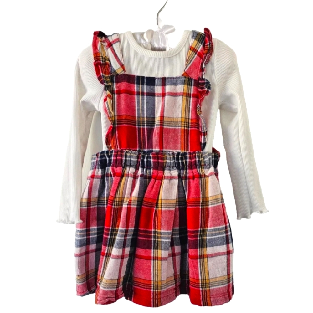 Little Me Plaid Jumper Dress Set 24mo